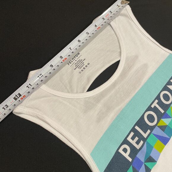 ~ Peloton Sm Spring Geo Tank Slash-Back Top Logo Accents Multicolor Small Womens - Picture 10 of 15